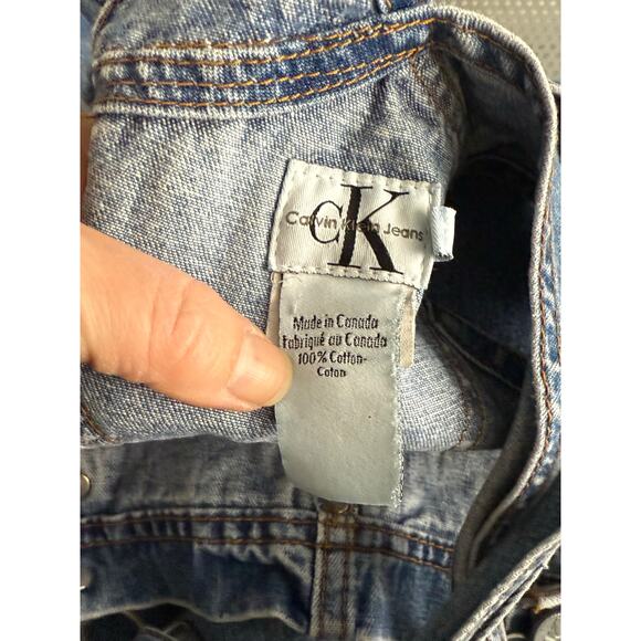 Vintage 90s CK One Calvin Klein Denim Shortalls Women's Medium Made - Picture 4 of 7
